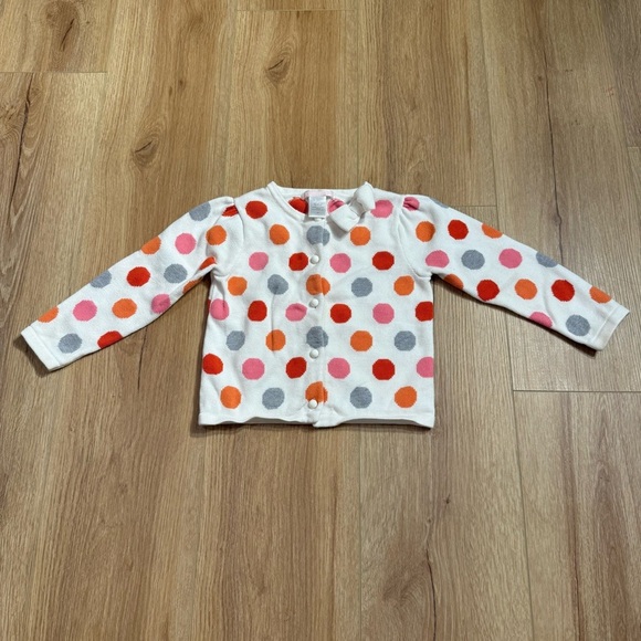 Janie and Jack Polka Dot Cardigan Cotton Sweater Girls Size 2T - Picture 2 of 4